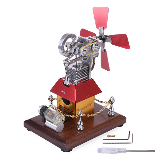 stirling engine model windmill fan cabin shape creative external combustion engine kit