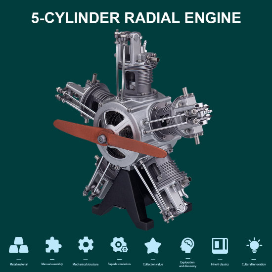 teching diy 5 cylinder electric mechanical aircraft radial engine model kits that runs 250+pcs for sake