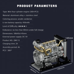 teching workable small mini horizontal shaft diesel engine metal model kits diy ohv 4-cylinder engine