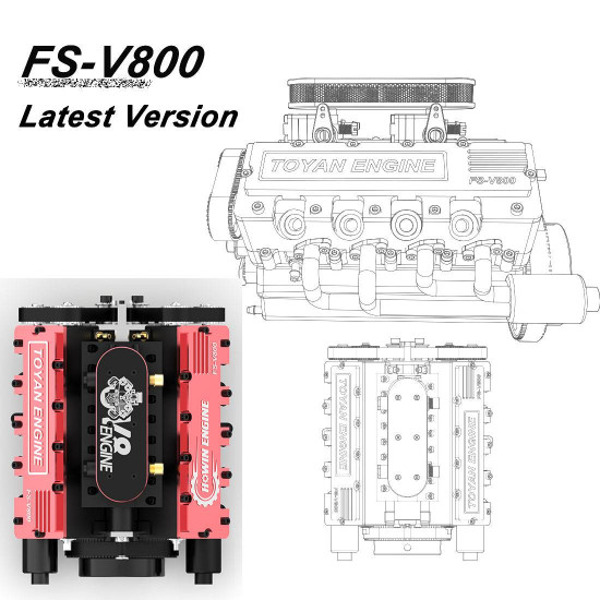 toyan v8 nitro engine fs-v800 rc engine model building kits 28cc