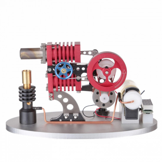 α type double cylinder butane stirling engine led generator model with double piston rocker arm linkage