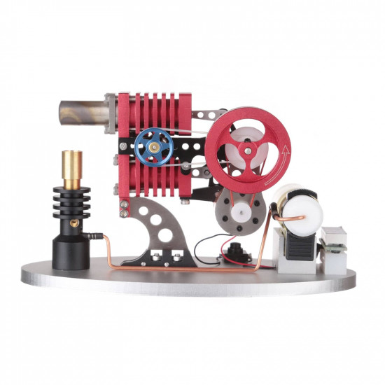 α type double cylinder butane stirling engine led generator model with double piston rocker arm linkage