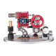 α type double cylinder butane stirling engine led generator model with double piston rocker arm linkage