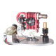 α type double cylinder butane stirling engine led generator model with double piston rocker arm linkage