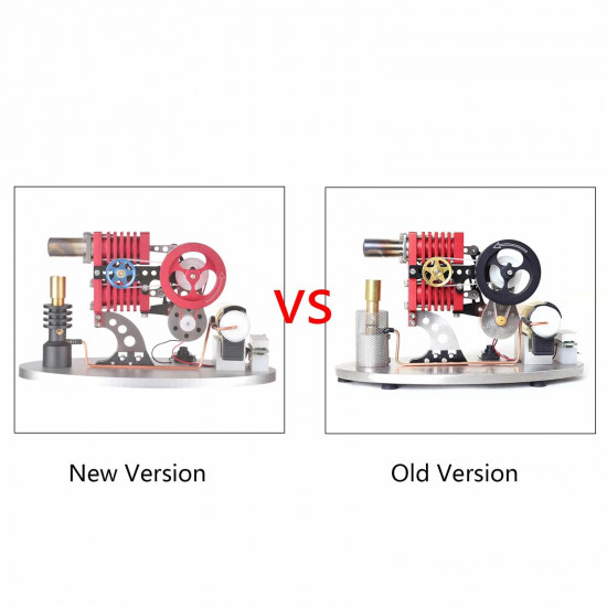 α type double cylinder butane stirling engine led generator model with double piston rocker arm linkage