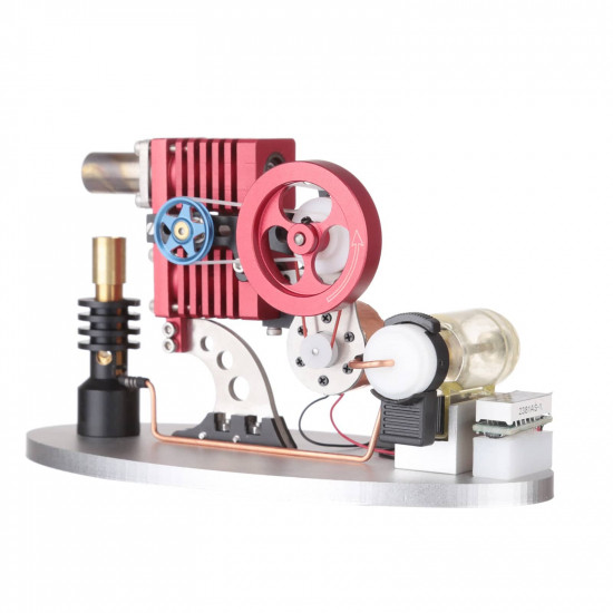 α type double cylinder butane stirling engine led generator model with double piston rocker arm linkage