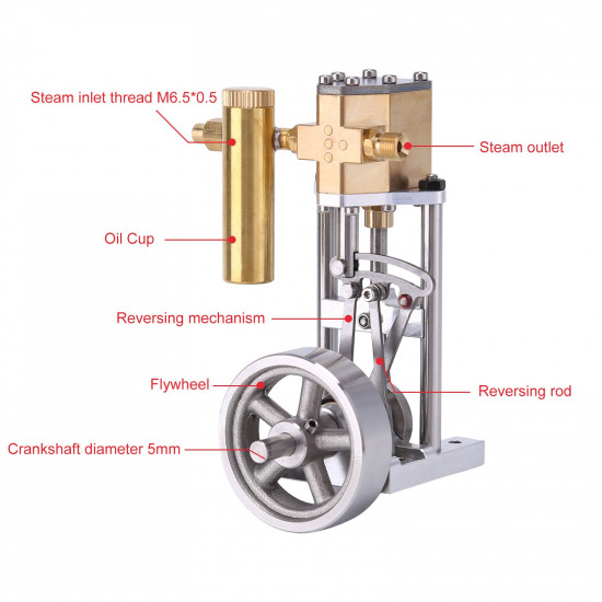 v1313 mini reversing single-cylinder steam engine vertical model kits for beginner