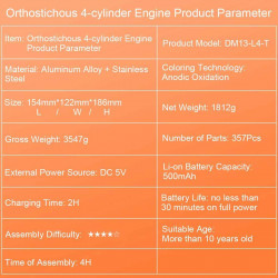 v4 car engine model full metal assembling four-cylinder building kits for researching industry studying/toy/gift