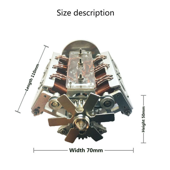 v6 electromagnetic motor engine model with hexagon fan for 1/10 model car teaching demonstration