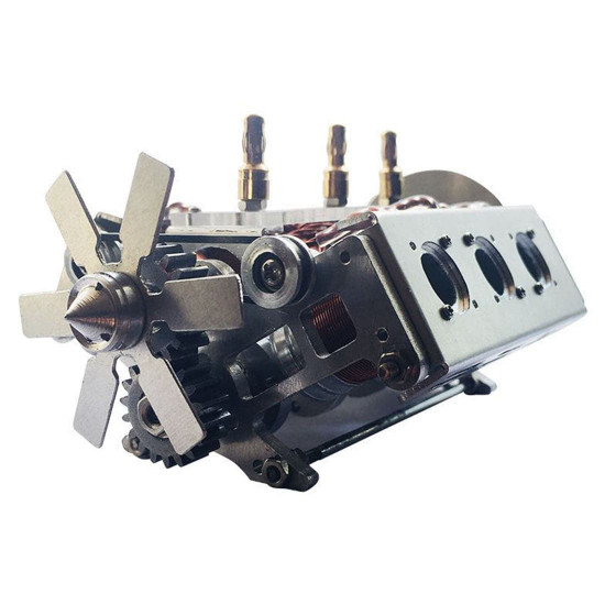 v6 electromagnetic motor engine model with hexagon fan for 1/10 model car teaching demonstration