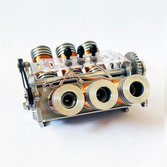 v6 solenoid engine brushless electromagnetic motor model engine