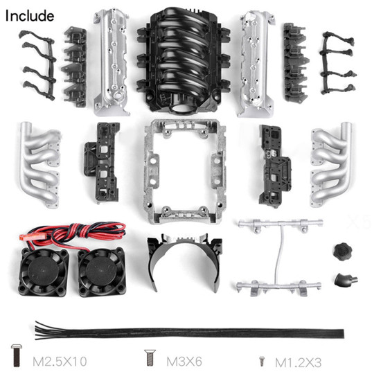 v8 simulate engine motor heat sink cooling fan grc ls7 for trx4 trx6 scx10 jk d110