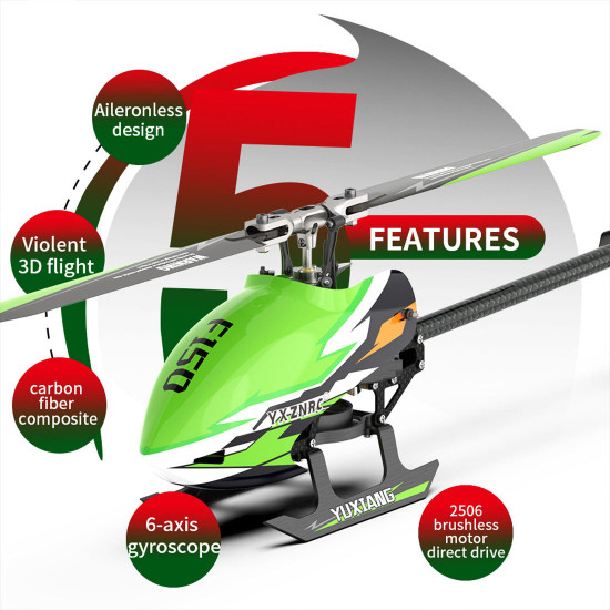 yu xiang f150 rc plane 2.4g 6ch direct drive brushless rc helicopter model - rtf edition