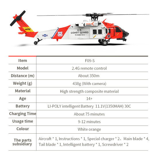 yuxiang yxznrc f09-s rtf rc military helicopter uh60 model 1/47 2.4g 6ch