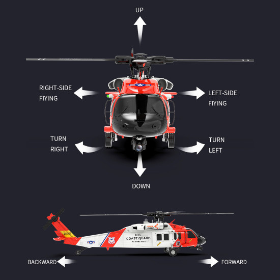 yuxiang yxznrc f09-s rtf rc military helicopter uh60 model 1/47 2.4g 6ch